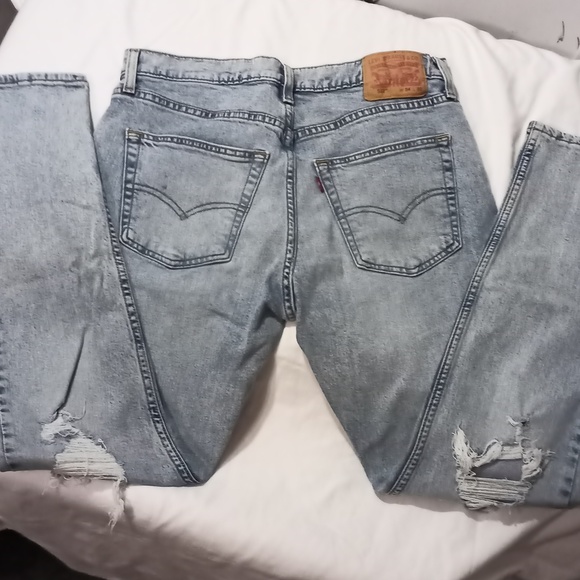 Mens Levi Original Blue Jeans 34Waist 32What Ever L Stands For - Picture 4 of 5